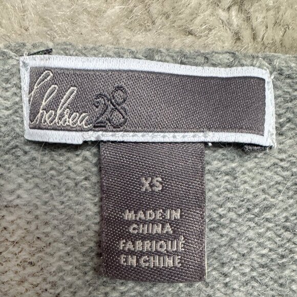 Chelsea28 wool alpaca open knit sweater, gray, S - Picture 3 of 6